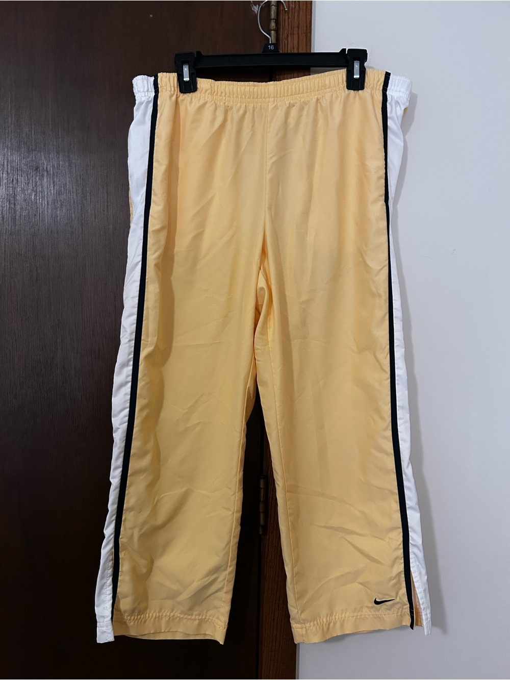Nike Kids Pale Yellow Track Pants with White Side Panels